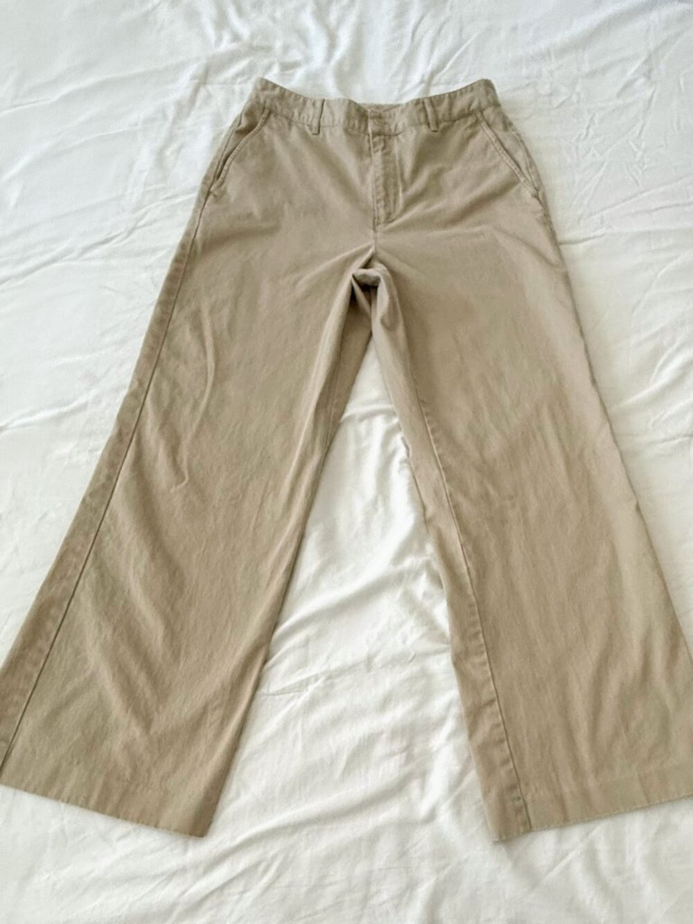 VTG 90s Lauren Ralph Lauren Cinch Back Wide Leg Chino Pants Womens 10 Khaki